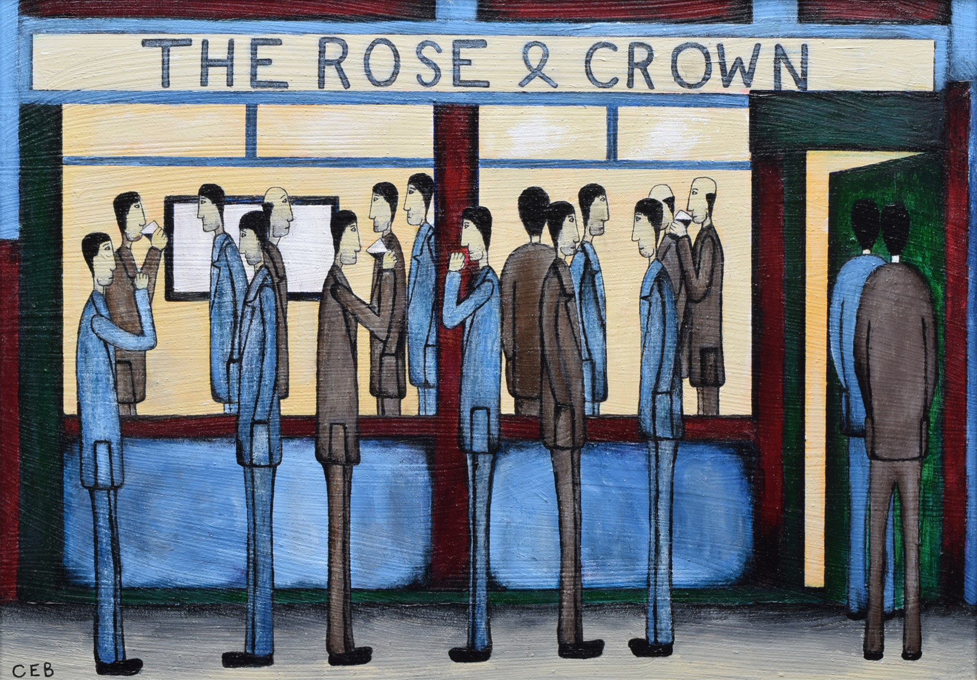 Christopher E. Barrow A.B.N.A. (1974-), "Outside The Rose and Crown", initialled, titled on verso,