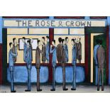 Christopher E. Barrow A.B.N.A. (1974-), "Outside The Rose and Crown", initialled, titled on verso,