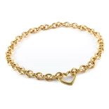 Tiffany & Co. 18ct yellow gold heavy gauge heart pendant and chain , belcher link chain measuring