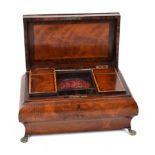 A 19th century sarcophagus rosewood veneered tea caddy. With satinwood inlay and cross-banding and