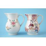 Liverpool Christian's cream jug circa 1770 painted with flora, together with one other Liverpool