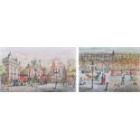 Albin Trowski (1919-2012), London views, both signed and dated 1973, watercolours and inks, 25.5 x