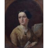 Attributed to George Lance (1802-1864), Portrait of Eliza Cook, unsigned, titled on verso, oil on