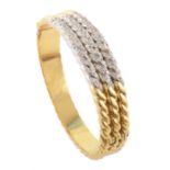 Diamond set 18ct yellow and white gold bangle , yellow gold triple rope-twist design bangle with