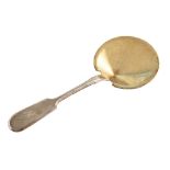 Russian silver serving spoon/ladel , the bowl of round conical shape to a fiddle pattern handle,