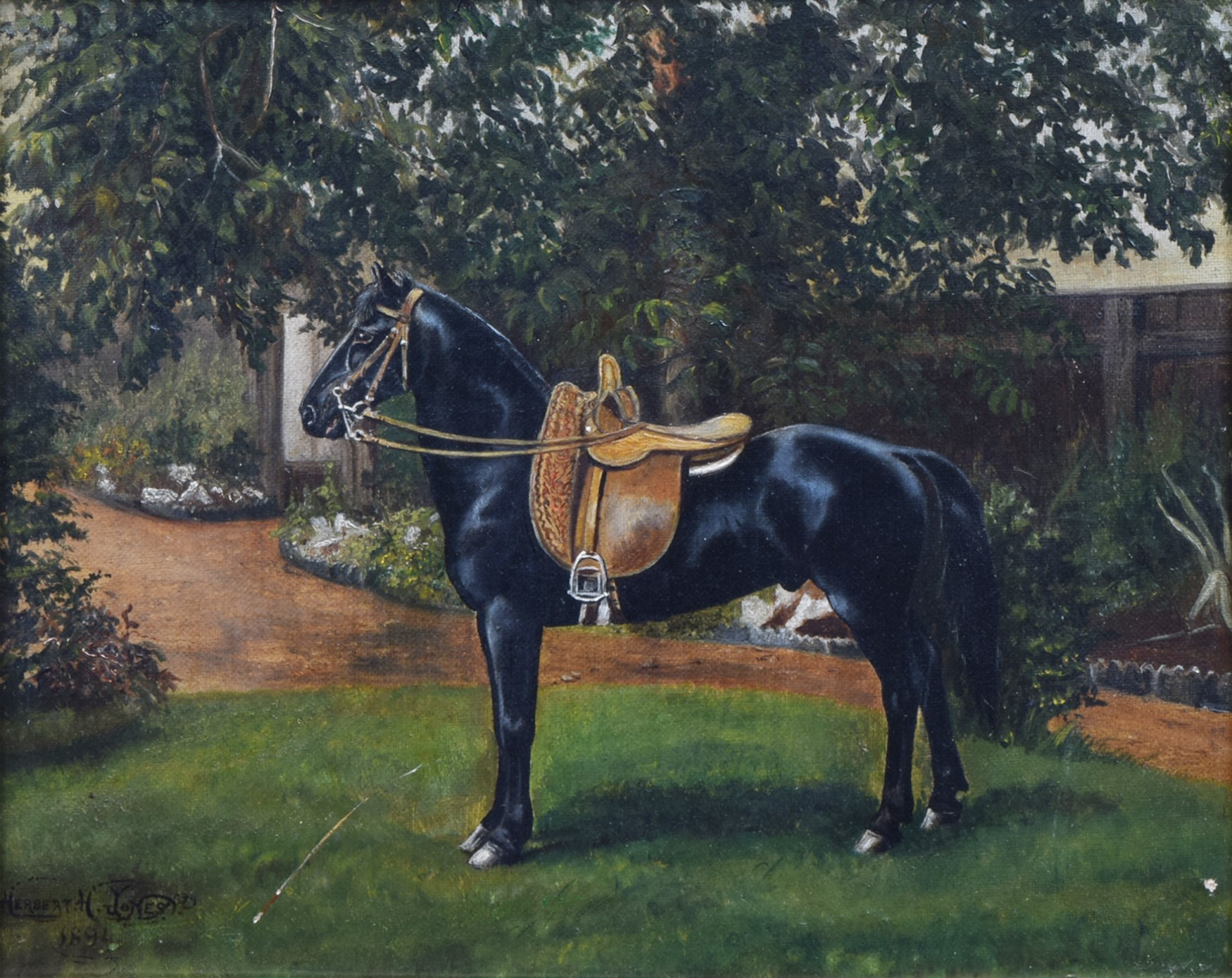 Herbert St. John Jones (1872-1939), Portrait of a pony, signed and dated 1894, oil on canvas, 23.5 x
