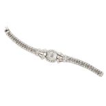 Diamond Art Deco 18ct white gold and platinum cocktail bracelet , the geometric design curved