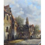 H. Len Hoeven, 20th century, Dutch street scene, signed, oil on canvas, 59 x 49cm, 23.25 x 19.