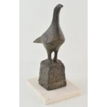 Breon O`Casey (1928-2011), "Small Bird on Tall Base", initialled and numbered 3/9, bronze