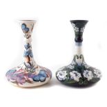 Two Moorcroft Trial vases, one decorated with Butterfly Cloud pattern after Emma Bossons, second