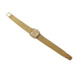 Ladies Rolex 18ct gold bracelet watch , champagne dial to cushion shaped head, case size 20mm,