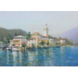 Marc Grimshaw (1957-), Italian coastal town, signed, pastel, 42.5 x 60cm, 16.75 x 23.5in. Artists’