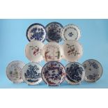 Eleven Liverpool saucers , circa 1770 - 1790, two by Christians, the rest by Penningtons, (11) The