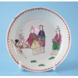 Liverpool Chaffers / early Christians saucer circa 1760 painted with oriental figures, 12cm diameter