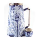Macintyre Moorcroft Florian ware jug , decorated with Poppy pattern, also a similar salt, both