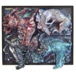 San Polo Italia wall plaque, depicting four horses, constructed from separate sections, signed lower