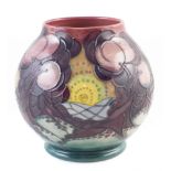 Moorcroft Mamoura vase, after Sally Tuffin, signed in gold pen 'J. Moorcroft 18.4.93' 16.5cm high