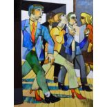 Geoffrey Key (1941-), "Commuters", signed and dated '11, titled on verso, oil on canvas, 120.5 x