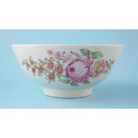 Liverpool Chaffers bowl circa 1760, painted with a cabbage rose, 15cm diameter For a condition