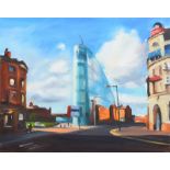 Liam Spencer (1964-), "Urbis, Manchester", signed, titled and dated 2002 on verso, oil on board,