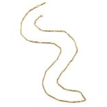 9ct yellow gold Albert chain , twisted trombone link design, lobster claw and loop fastening, length