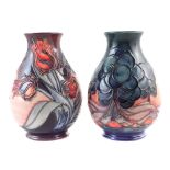 Two Moorcroft vases, decorated with Mamoura pattern and Red Tulip pattern after Sally Tuffin, both