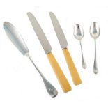 Two-drawer oak canteen of cutlery , 8 place set comprising 68 pieces including forks, spoons, fish