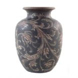 Martin Brothers vase, incised with scrolling leaves and flowers, dated 5-1899 to base, 13cm high For