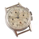 Circa. 1950's Universal Dato-Compax Chronograph wristwatch , round steel dial, Arabic numerals, 4