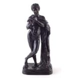 Wedgwood black basalt figure 'Faun and Flute' , early 19 th century 43 cm high For a condition