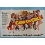 Carry On Girls (1973) British Quad film poster, comedy with artwork by Arnaldo Putzu, printed in