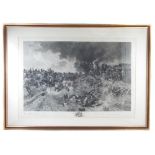 Large signed battle scene etching after Francois Flameng, dated 1896 /97, signed in pencil, 61cm x