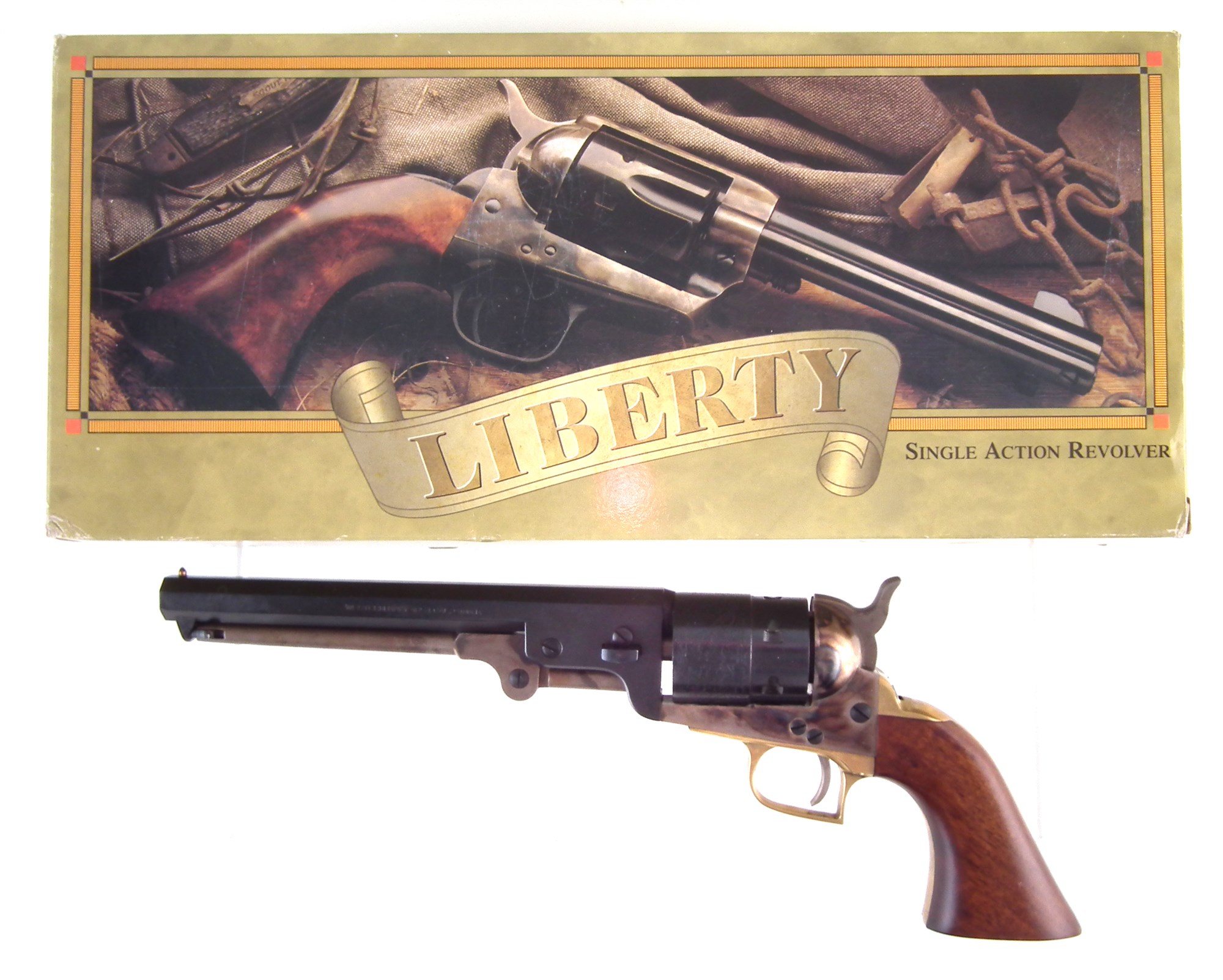 Pietta Western 1851 Navy 9mm blank fire revolver,  with square back trigger guard, miss matching