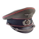 German Third Reich WW2 peaked Artillery Officers cap, the inside named 'Marke Standard' (badge
