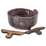 German WW2 Third Reich belt, together with two patches (brought back by James Hickie Pioneer Corps