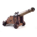 19th century bronze signal cannon, the 10 bore barrel bearing feint shield proof? mark, with twin