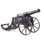 19th century bronze model cannon, the 19cm barrel mounted on bronze base, 46cm overall length