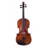 Wolff Brothers class 5C violin, No. 4054 dated 1909, one piece tightly flamed back, golden brown