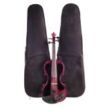 Carlo Giordano electric violin, with chin rest, two bows, and case and one other case, the violin