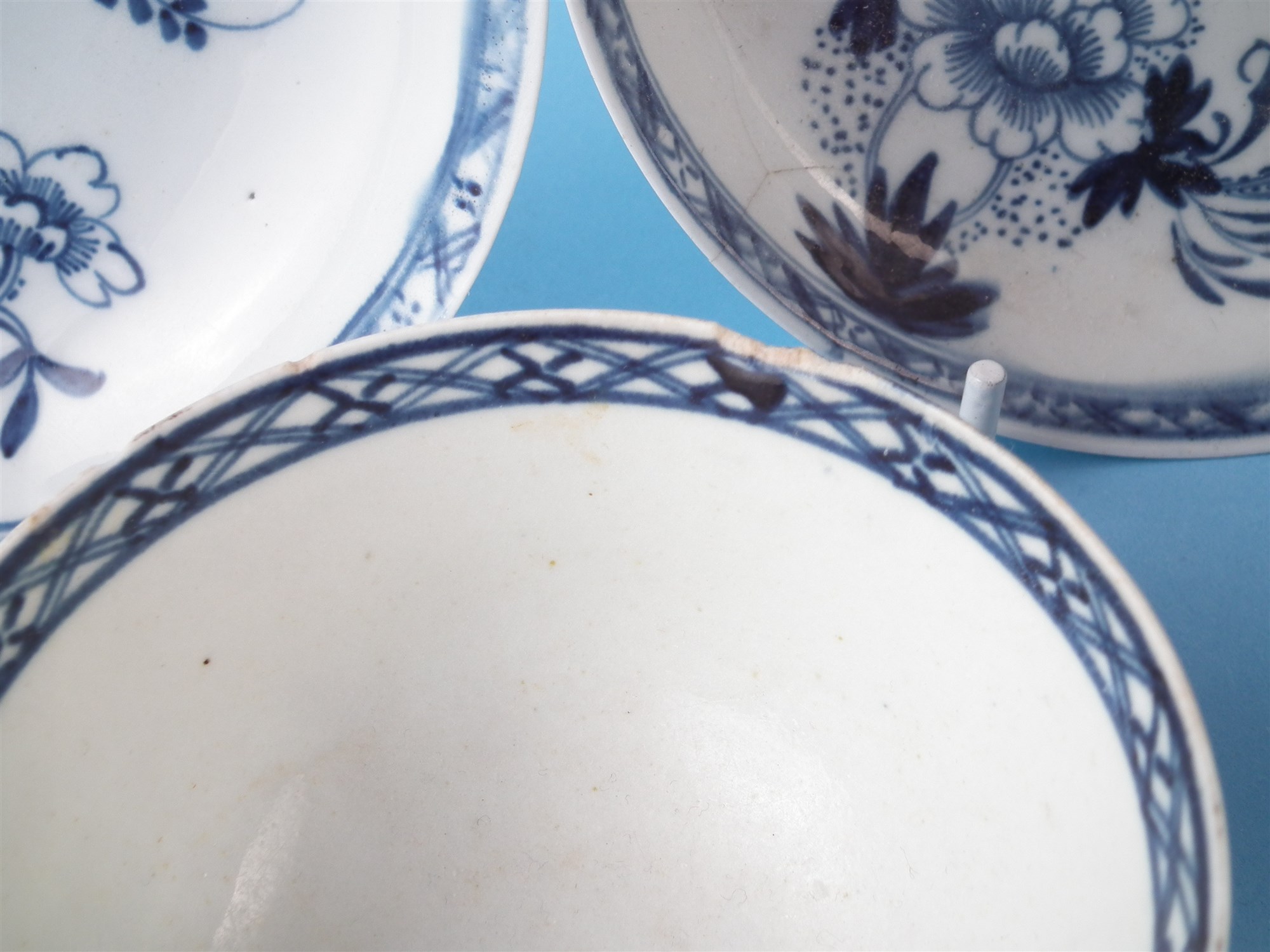 Liverpool Christians coffee cup, tea bowl and two saucers circa 1760-1770 , painted with Bird on - Image 4 of 5