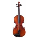 Roderich Paesold Violin, No. 801 dated 1999, two piece back golden orange varnish, with bow,