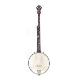 Gold Tone WL-250+ five string banjo , with elaborately inlaid neck and headstock, serial number