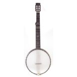 W. Temlett zither banjo, fancy pearl inlaid fingerboard, serial number 3753, 91cm long