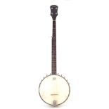 Vega five string Banjo circa 1960's, with soft case, head 29cm 97cm overall