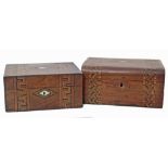 Two Victorian walnut work boxes. Conditions reports are not available for our Interiors Sale.