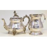 A silver plated teapot together with a pewter mug Conditions reports are not available for our