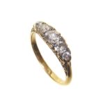 A diamond five-stone boat head ring, total diamond weight approx 0.75ct 18ct yellow gold