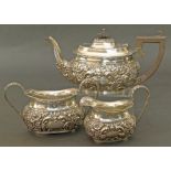 Silver embossed three piece tea service Conditions reports are not available for our Interiors