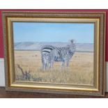 David Stribbling, 20th century, zebras, oil Conditions reports are not available for our Interiors