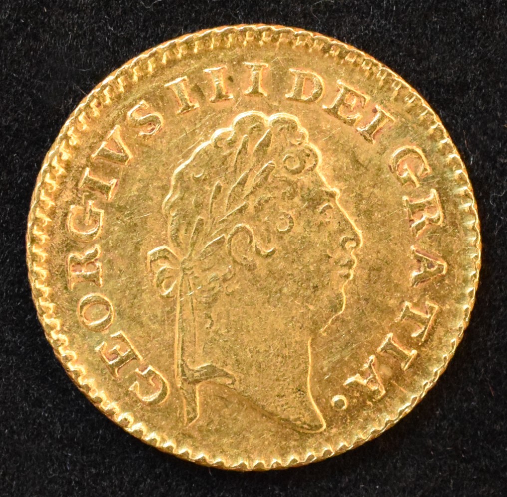 King George III, Third-Guinea, 1800, First laureate head r. R. Crown, date in legend, edge milled,